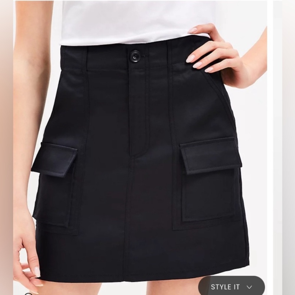 The Loft, Black Cargo Skirt, Sz 12, NWT